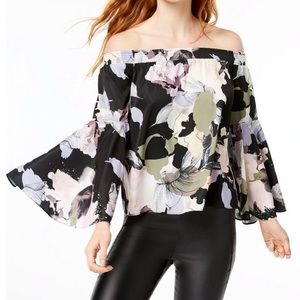 Bar III Bell Sleeve Off Shoulder Shirt